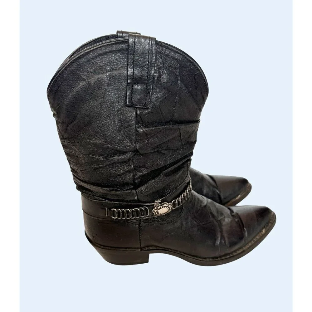 DINGO Women's Black Western Cowboy Slouch Boots Booties Size 7.5 - Picture 4 of 8